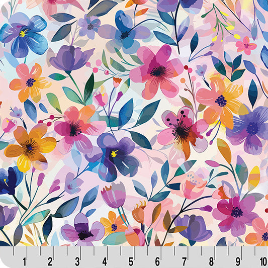Cuddle Fabric Digital Painted Petals Multi 58-60"