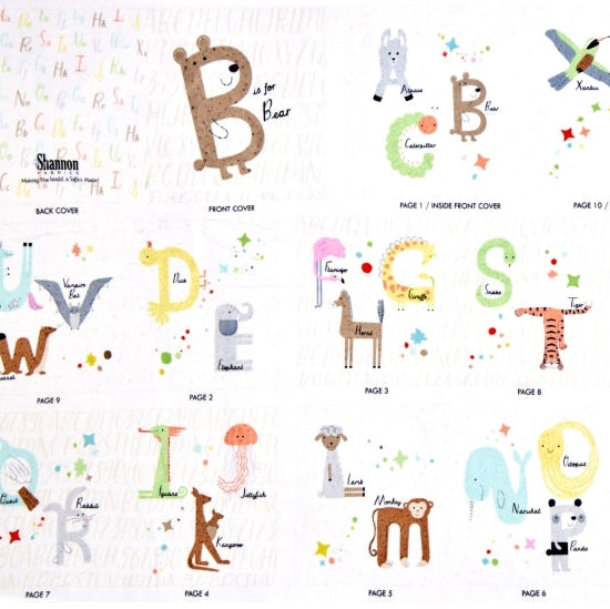 Cuddle Fabric Digital Panel B Is For Bear