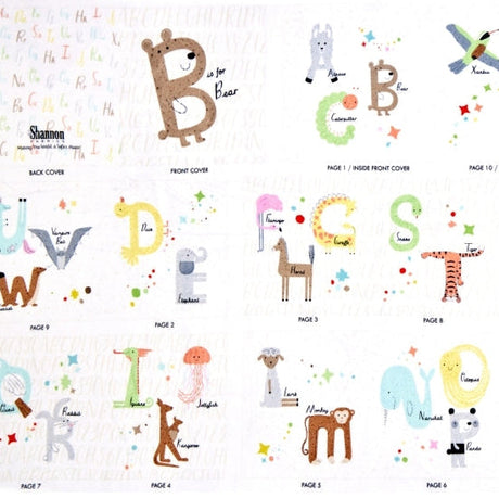 Cuddle Fabric Digital Panel B Is For Bear