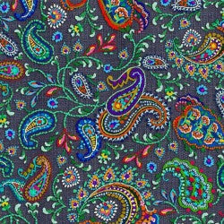 Cotton Fabric Boho Wave Charcoal 44/45"