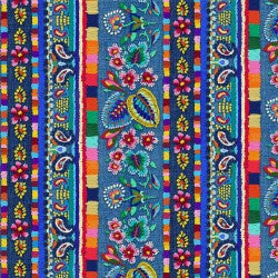 Cotton Embroidery Stripe Multi Fabric 44/45" Multi