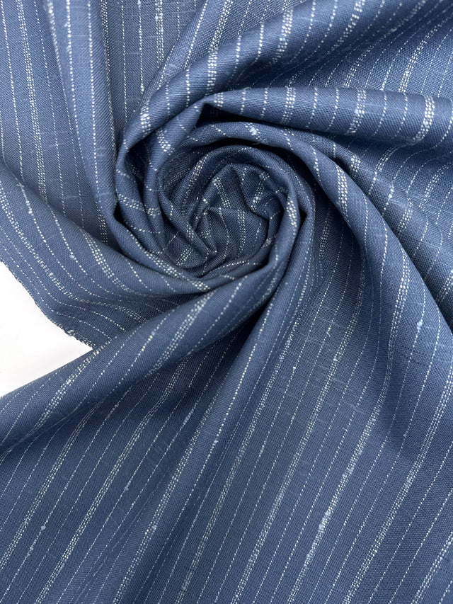 Italian Blue Striped Wool Suit Fabric