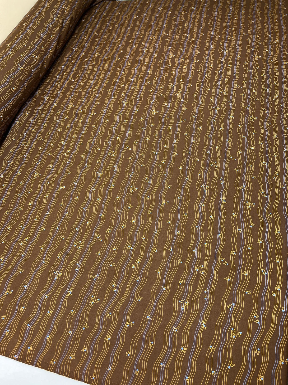Wool Striped Yellow Brown Fabric