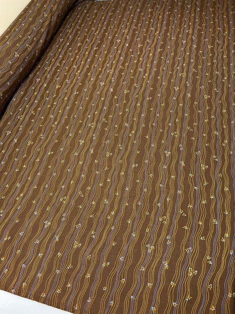 Wool Striped Yellow Brown Fabric