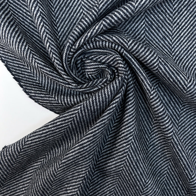 Wool Tweed Gray Herringbone