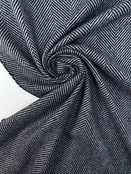 Wool Tweed Gray Herringbone