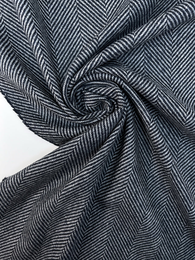 Wool Tweed Gray Herringbone