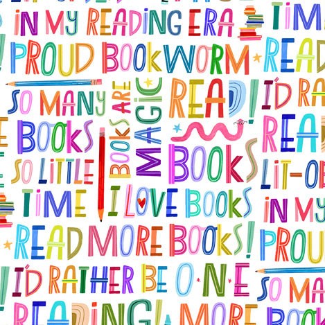 Cotton Books Are Magic Print Fabric 44/45 White