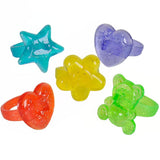 Plastic Glitter Rings, Assorted Colors and Designs- 144 Count