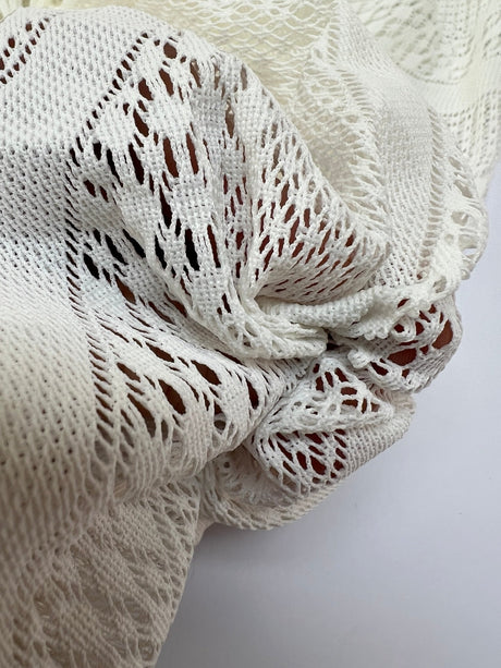 Polyamide Elastane Knitted Fabric White Geometric Print