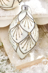 4" - 6" Platinum & Gold Glitter Glass Ornament