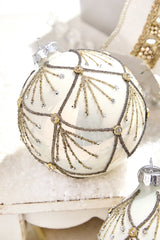 4" - 6" Platinum & Gold Glitter Glass Ornament
