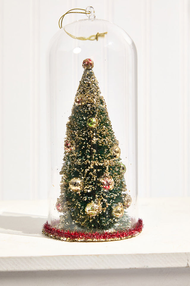 7.5" Deco Tree in Glass Dome Ornament