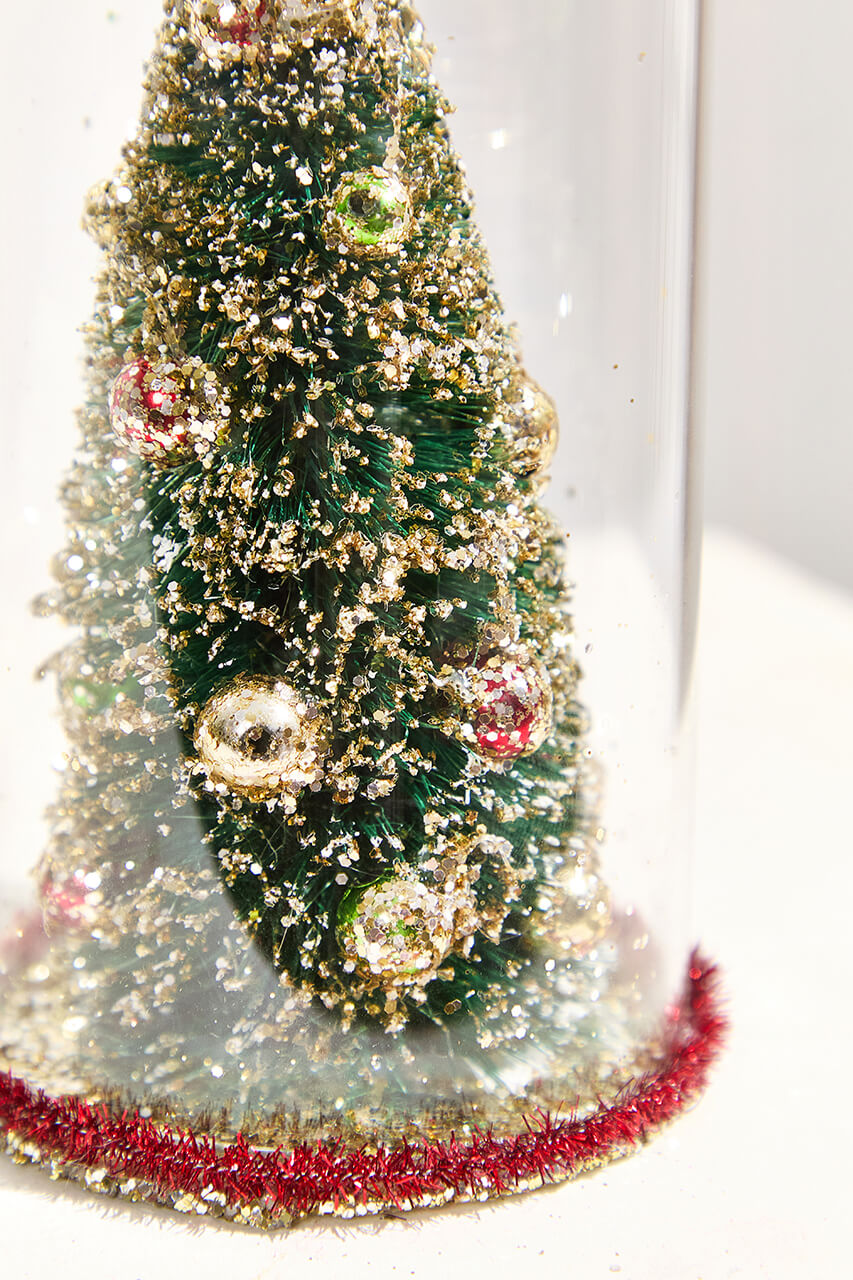 7.5" Deco Tree in Glass Dome Ornament
