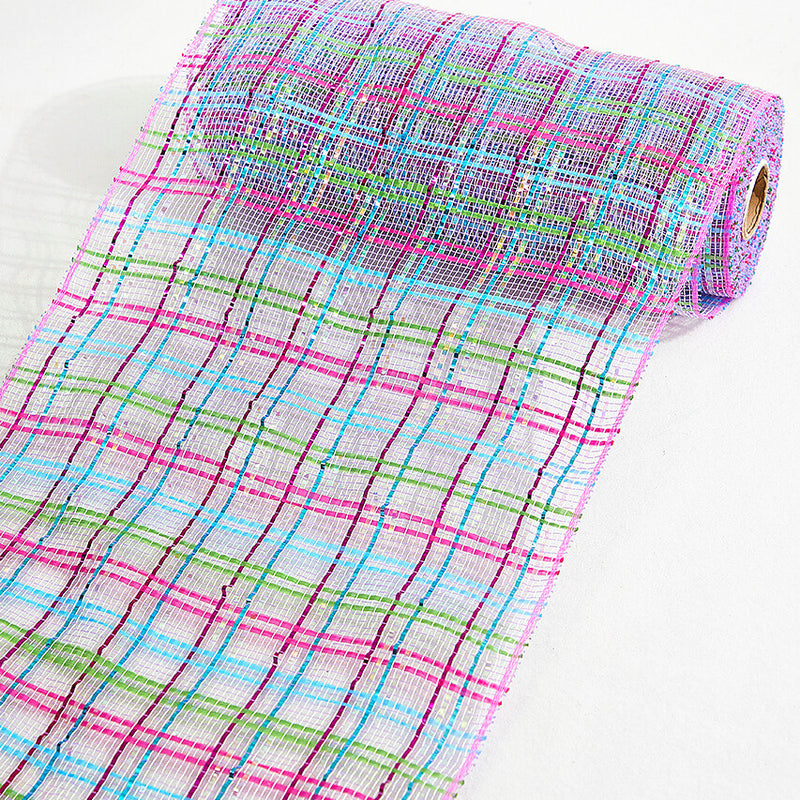 10" x 10 Yard Lavender Pink Turquoise Lime White Deco Poly Mesh Craft Ribbon for Wreath Making DIY Decoration and Creative Seasonal Designs