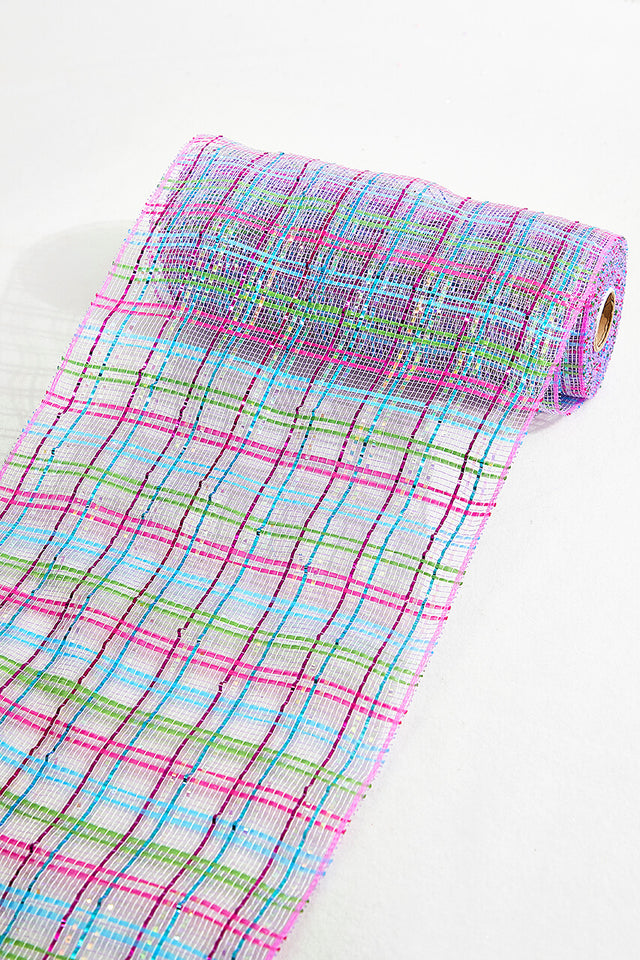 10" x 10 Yard Lavender/ Pink/Turquoise Deco Poly Mesh