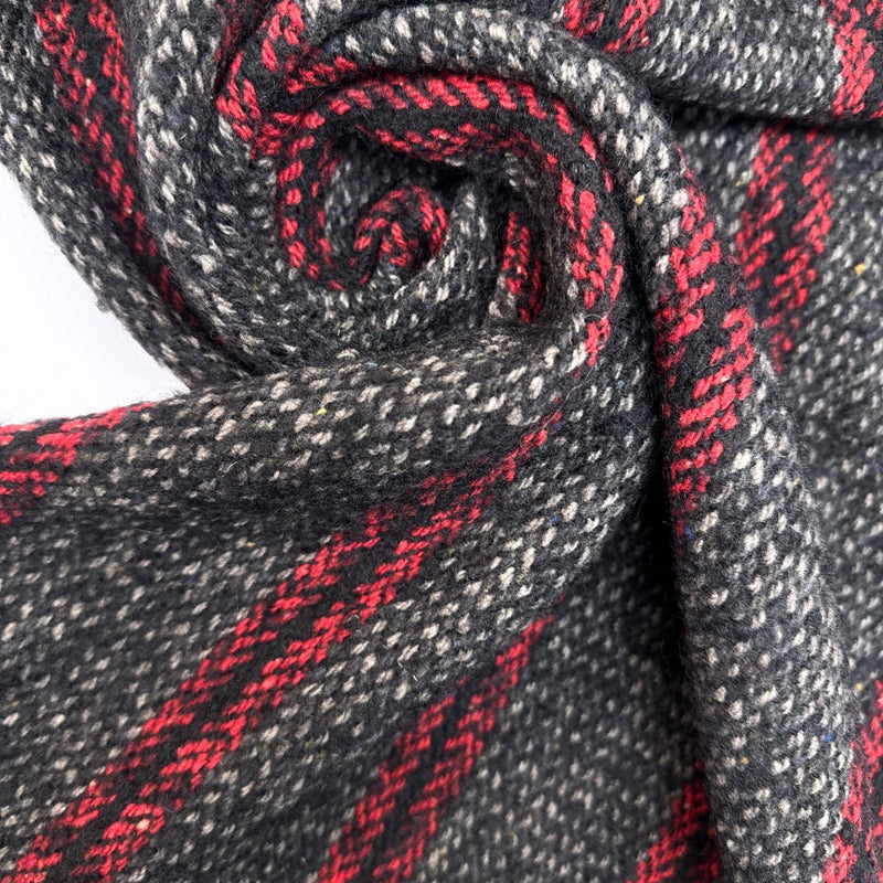 Wool Tweed Melange Striped Gray