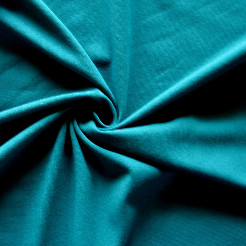 Bamboo Organic Cotton Spandex Jersey Knit Fabric Deep Lake Blue 35" Remnant