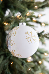 5” Glass Deer with Holly Scroll Ball Ornament