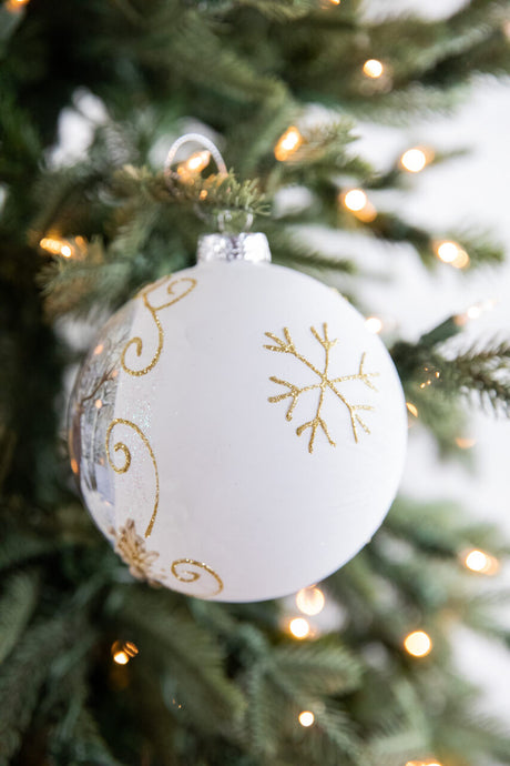5” Glass Deer with Holly Scroll Ball Ornament