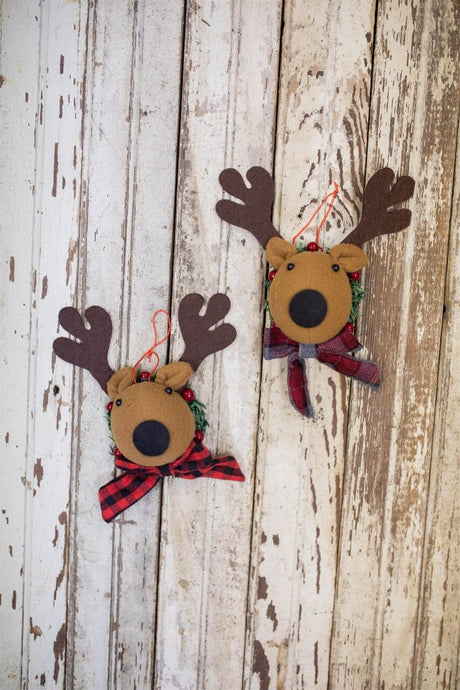 7” Deer Head with Scarf Ornament