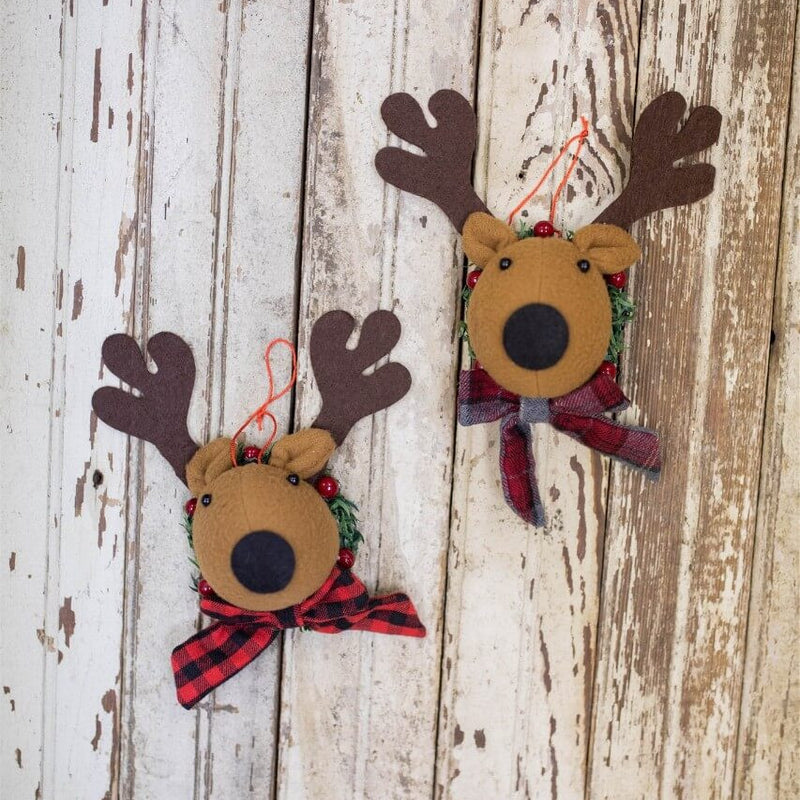 7 Inch Deer Head with Scarf Ornament Decorative Christmas Hanging Ornament