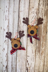 7 Inch Deer Head with Scarf Ornament Decorative Christmas Hanging Ornament