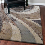 Geometric Shag Thick Design Area Rug - Shag Rug Fabric - Gray/Black Geometric Pattern, 2" Pile, 7'6" X 10'3" (1 Piece)