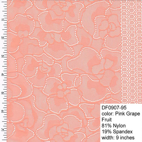 Lace Trim Nylon Spandex Pink