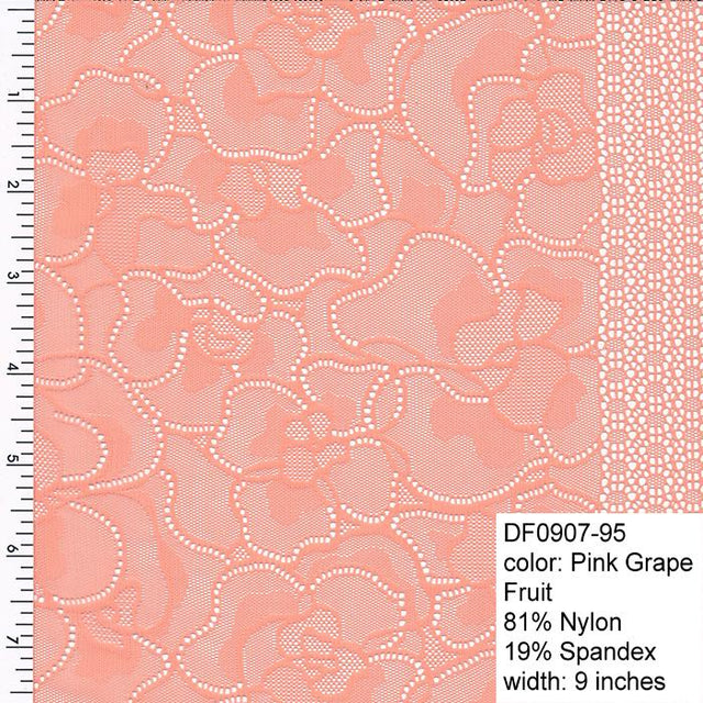 Lace Trim Nylon Spandex Pink
