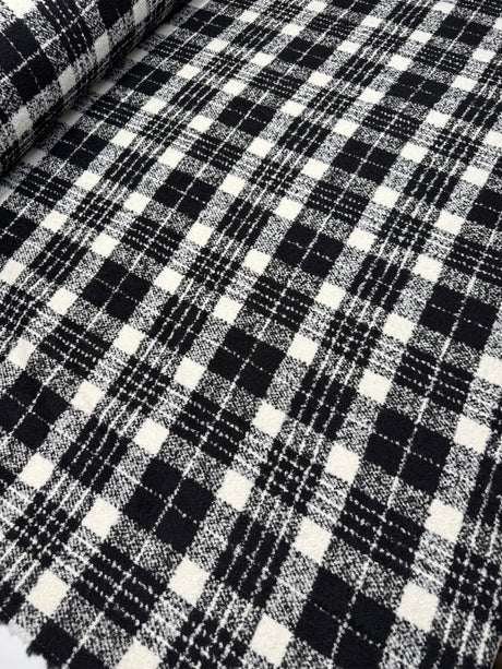 Wool Blend Tweed Bouclé Black White