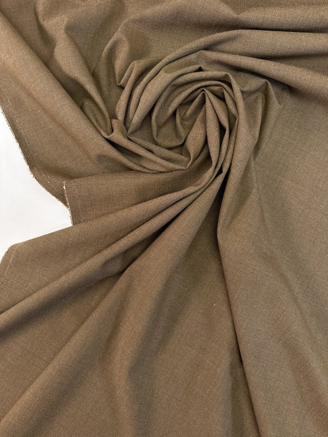 Polyester Blend Plain Melange Brown Green Stretch Fabric