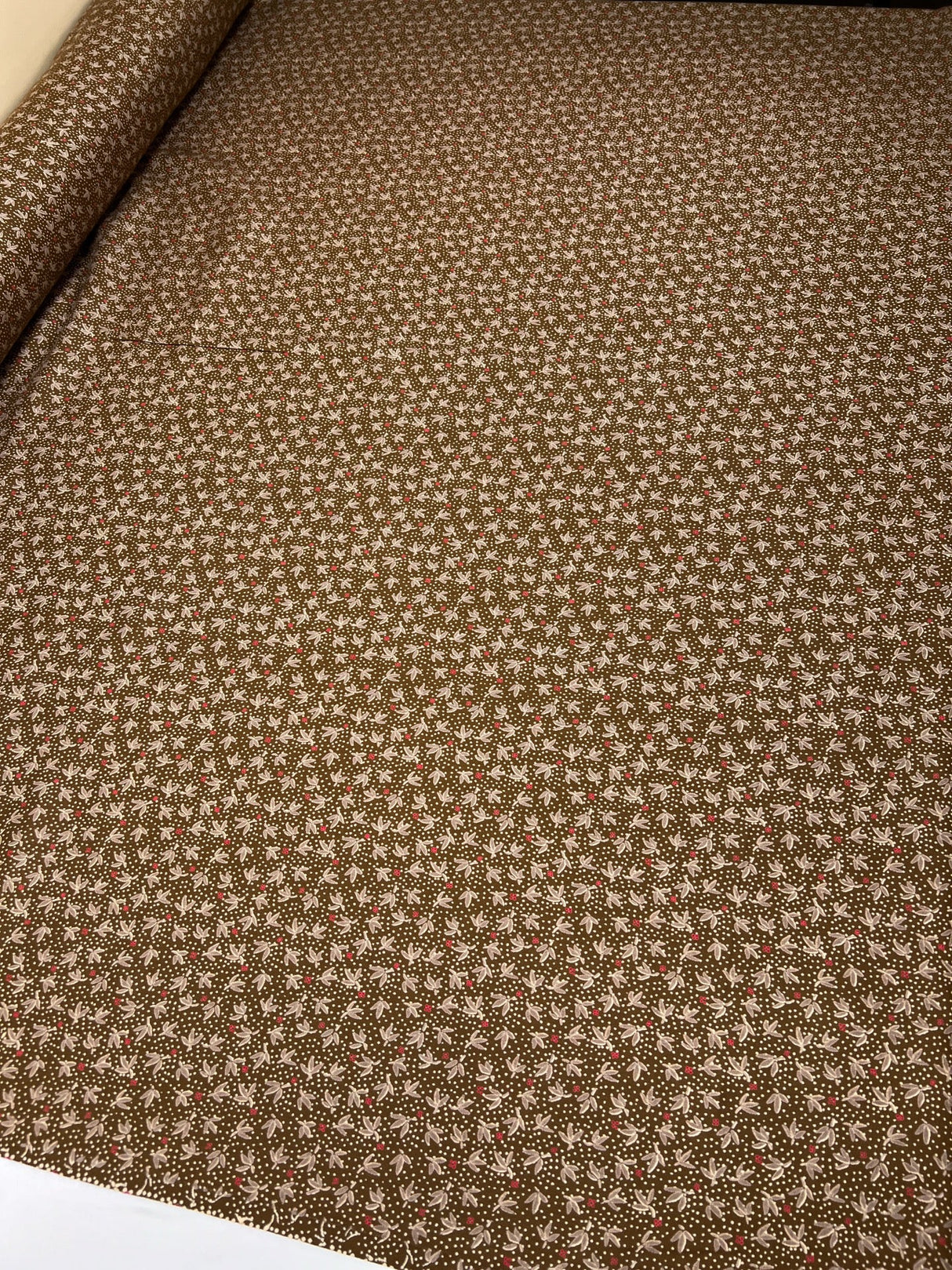 Acrylic Twill Floral Brown Beige