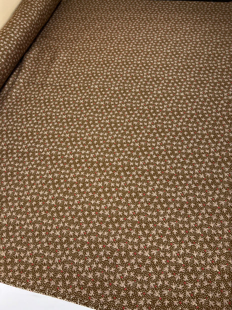 Acrylic Twill Floral Brown Beige