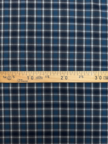 Cotton Tweed Checked Gray-Blue
