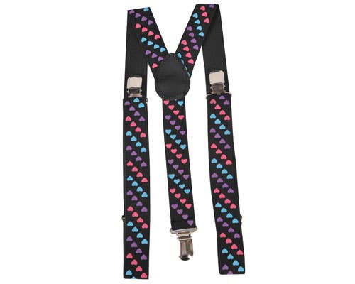 Tri Colored Heart Suspenders