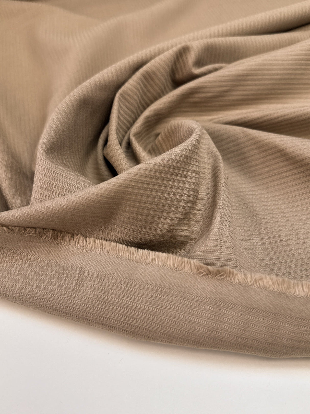 Cotton Ribbed Fabric Beige