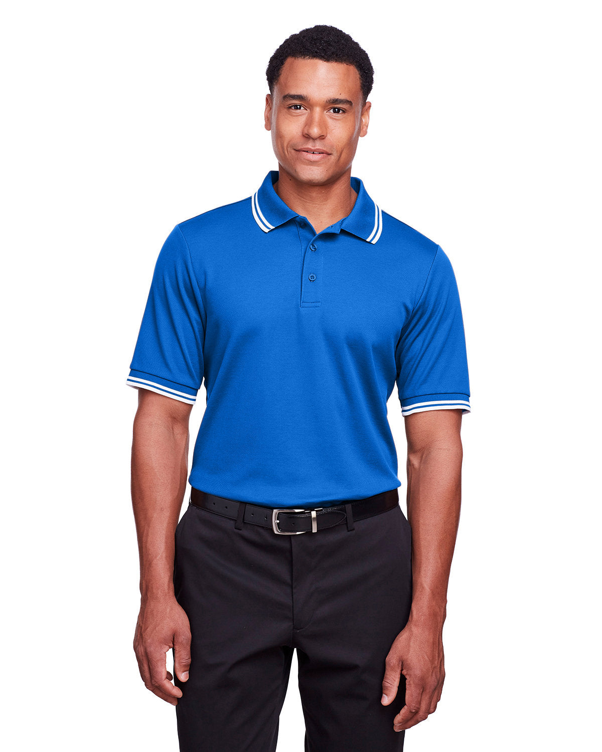 CrownLux Performance® Men's Plaited Tipped Polo