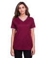 CrownLux Performance® Ladies' Plaited Tipped V-Neck Top