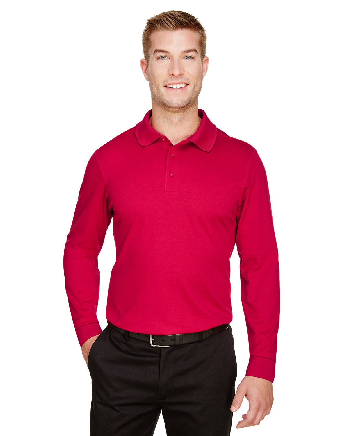 CrownLux Performance® Tall Plaited Long Sleeve Polo