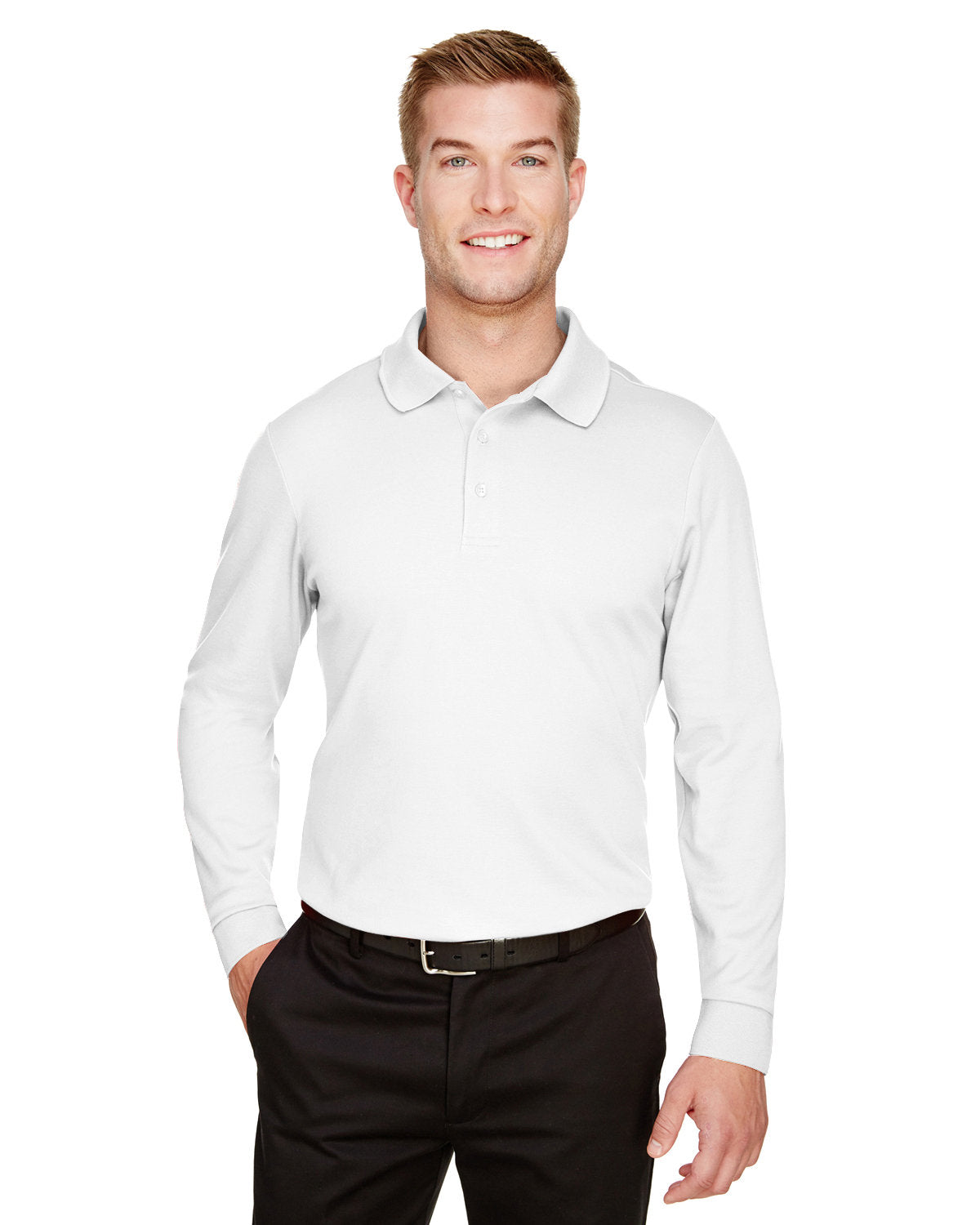 CrownLux Performance® Tall Plaited Long Sleeve Polo