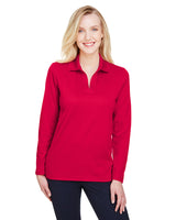 CrownLux Performance® Ladies' Plaited Long Sleeve Polo