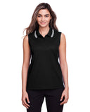CrownLux Performance® Ladies' Plaited Tipped Sleeveless Polo
