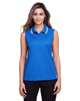 CrownLux Performance® Ladies' Plaited Tipped Sleeveless Polo