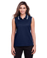 CrownLux Performance® Ladies' Plaited Tipped Sleeveless Polo