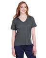 CrownLux Performance® Ladies' Plaited Rolled-Sleeve Top