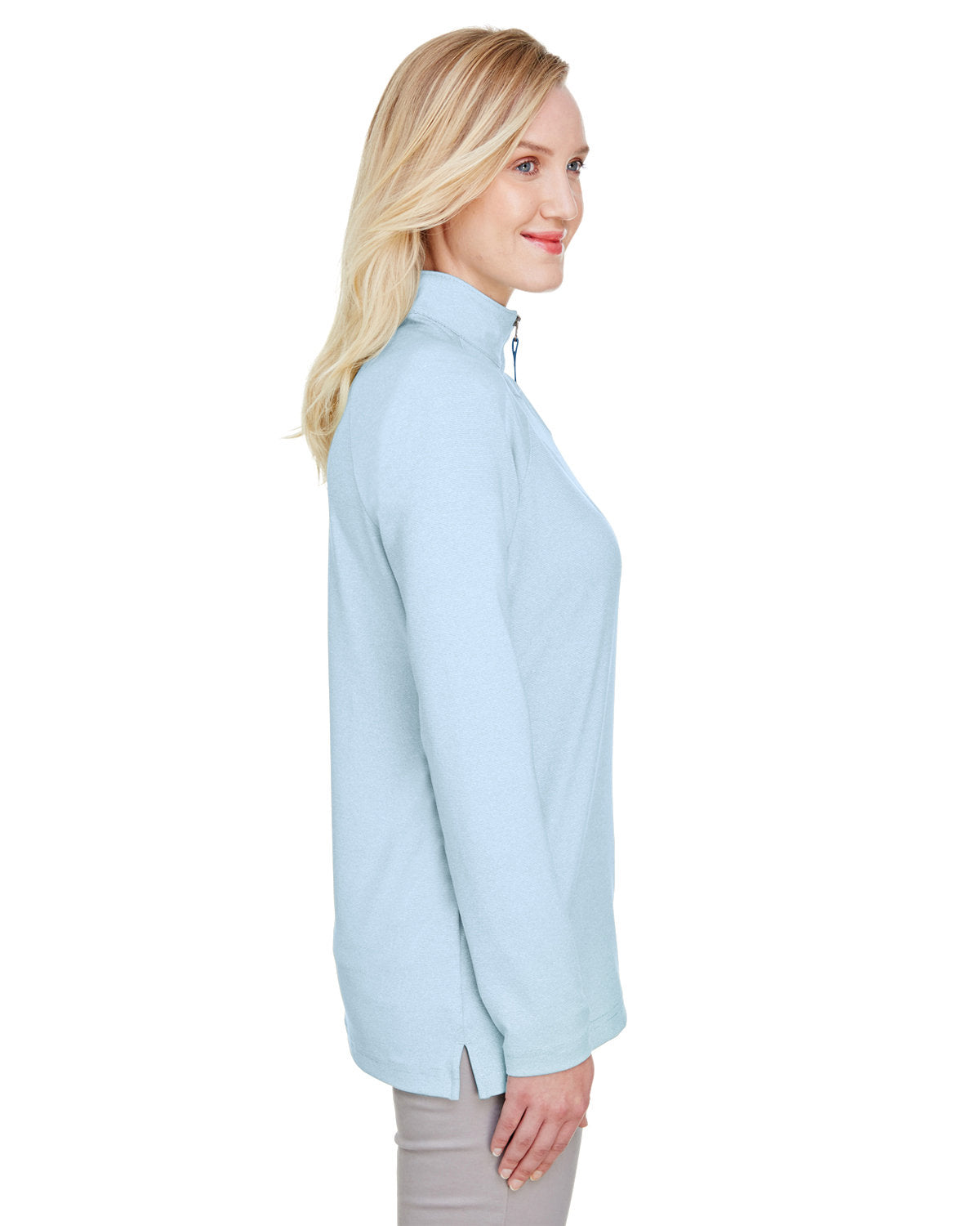 CrownLux Performance® Ladies' Clubhouse Micro-Stripe Quarter-Zip