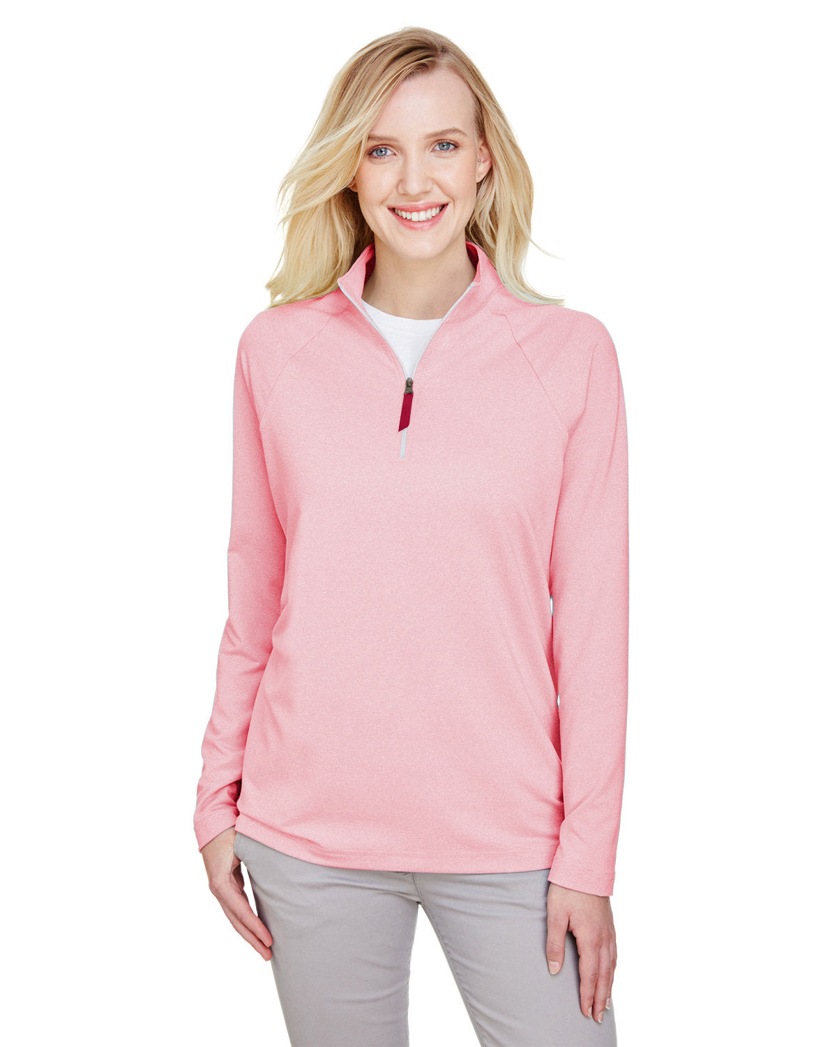 CrownLux Performance® Ladies' Clubhouse Micro-Stripe Quarter-Zip