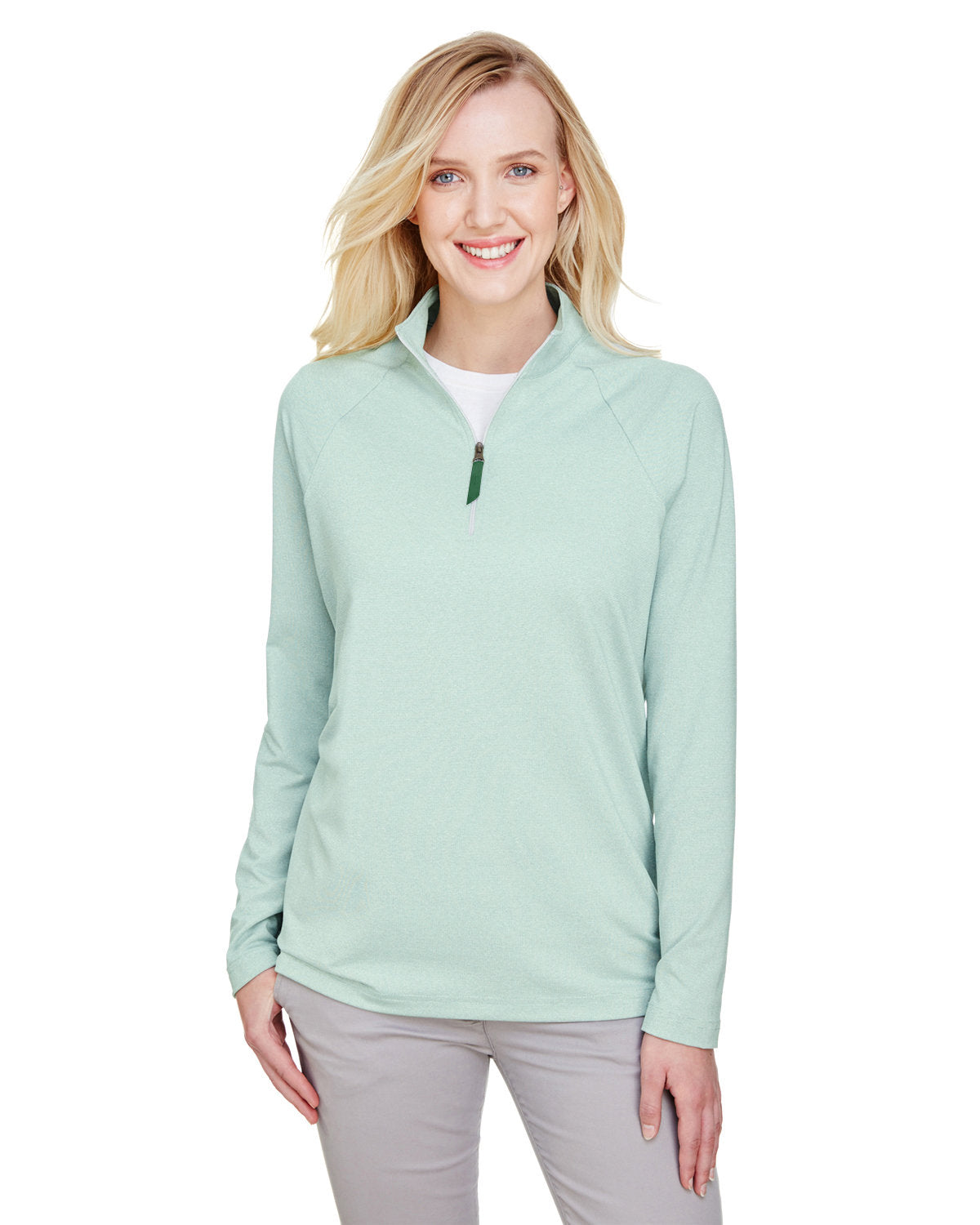 CrownLux Performance® Ladies' Clubhouse Micro-Stripe Quarter-Zip