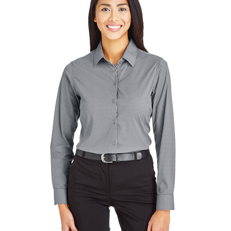 Women's CrownLux Performance Tonal Mini Check Woven Dress Shirt